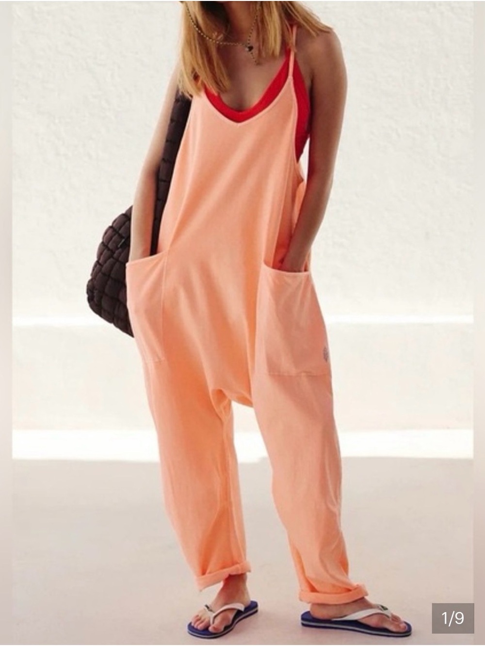 FP Movement by Free People Peachy/Coral Sleeveless Hot Shot onesie